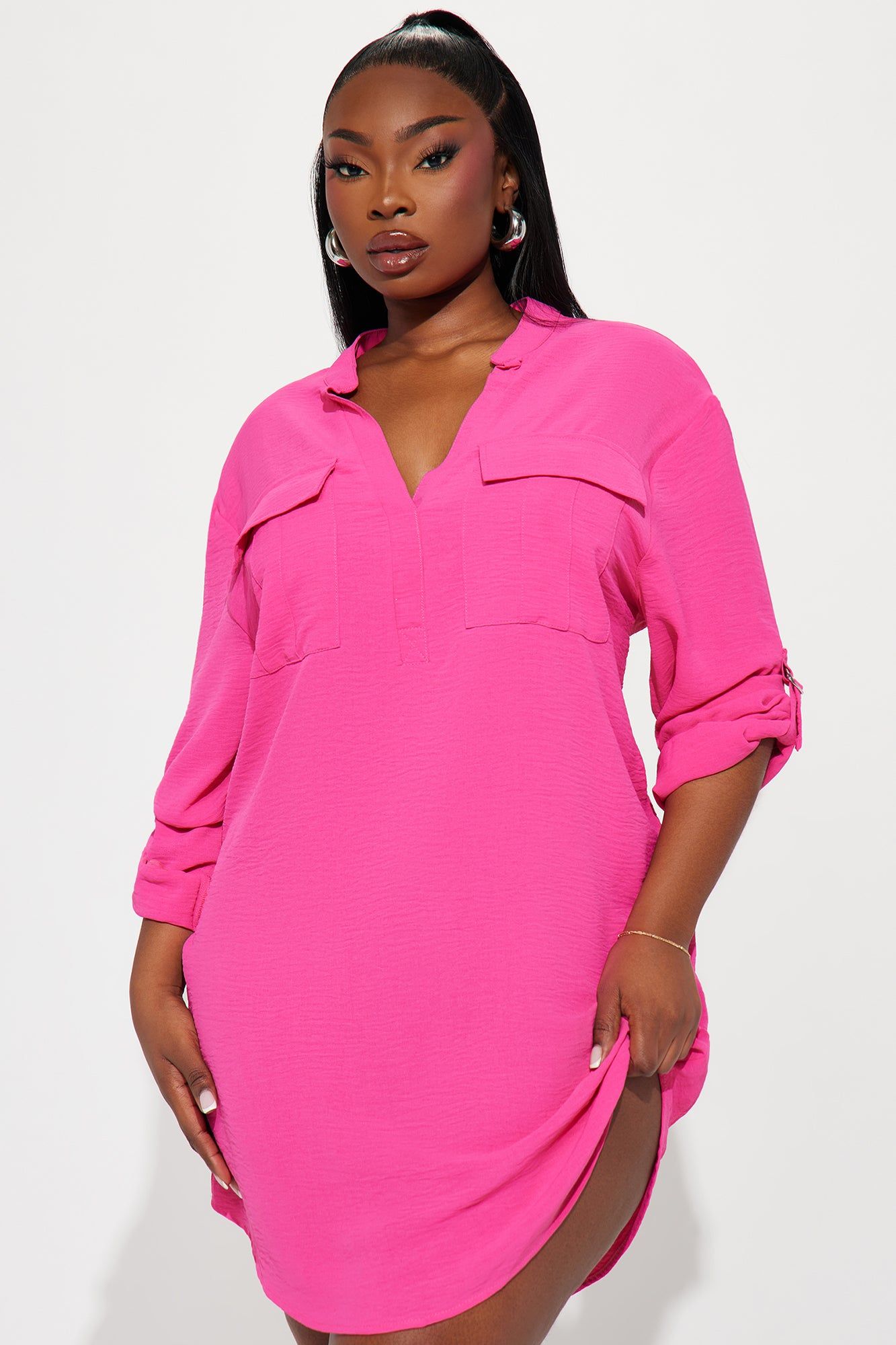 Jennifer Mini Shirt Dress - Magenta sold by Fashion Nova product image thumbnail 4