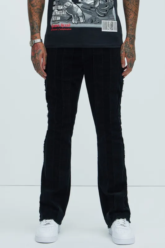 Fray Down Corduroy Pants - Black sold by Fashion Nova