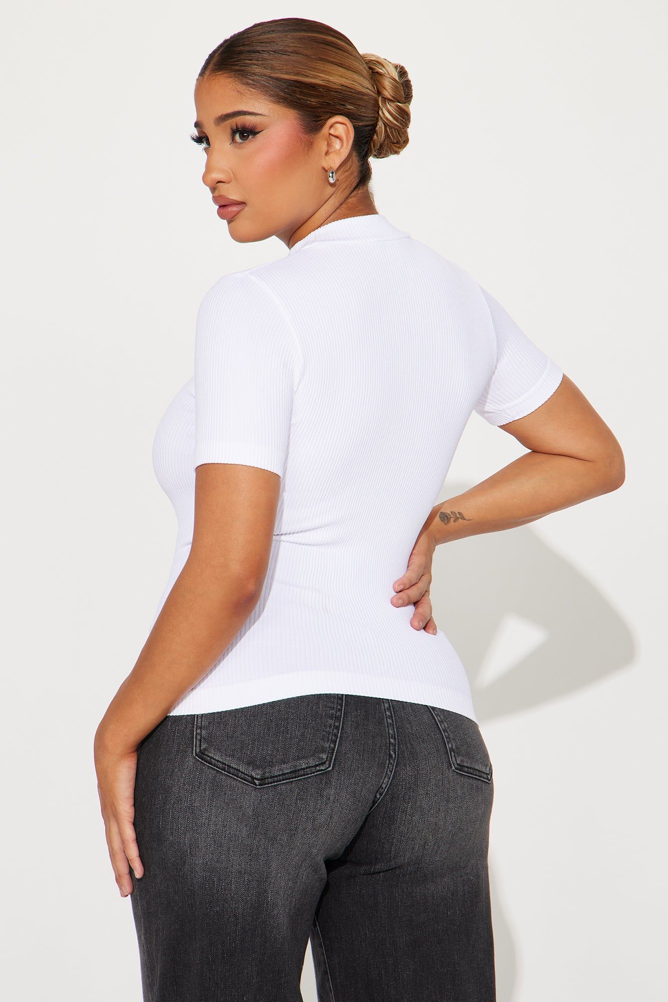 Ava Mock Neck Seamless Top - White sold by Fashion Nova product image thumbnail 3