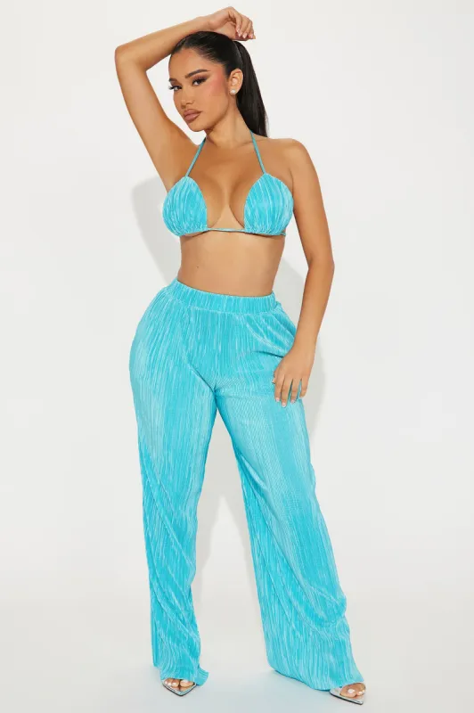 Everything But Simple Plisse Pant Set - Turquoise sold by Fashion Nova