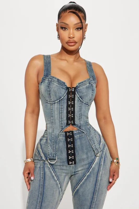 Back To You Denim Corset Top - Vintage Wash sold by Fashion Nova