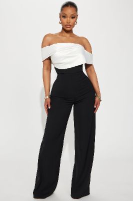 Be Yourself Jumpsuit  - Black/White sold by Fashion Nova