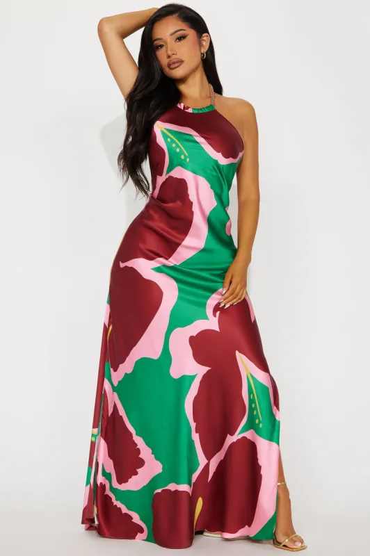 Venice Satin Maxi Dress - Multi Color sold by Fashion Nova