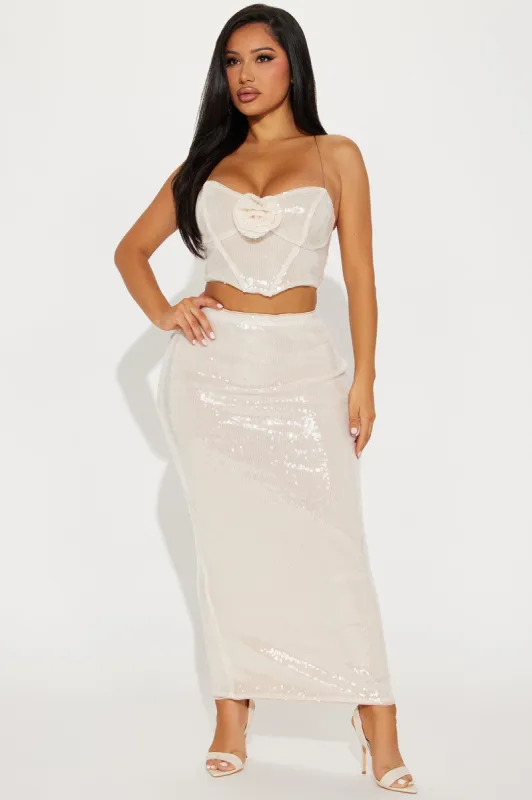 In Your Dreams Sequin Skirt Set - Nude sold by Fashion Nova