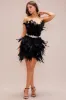 Katia Feather Mini Dress - Black sold by Fashion Nova