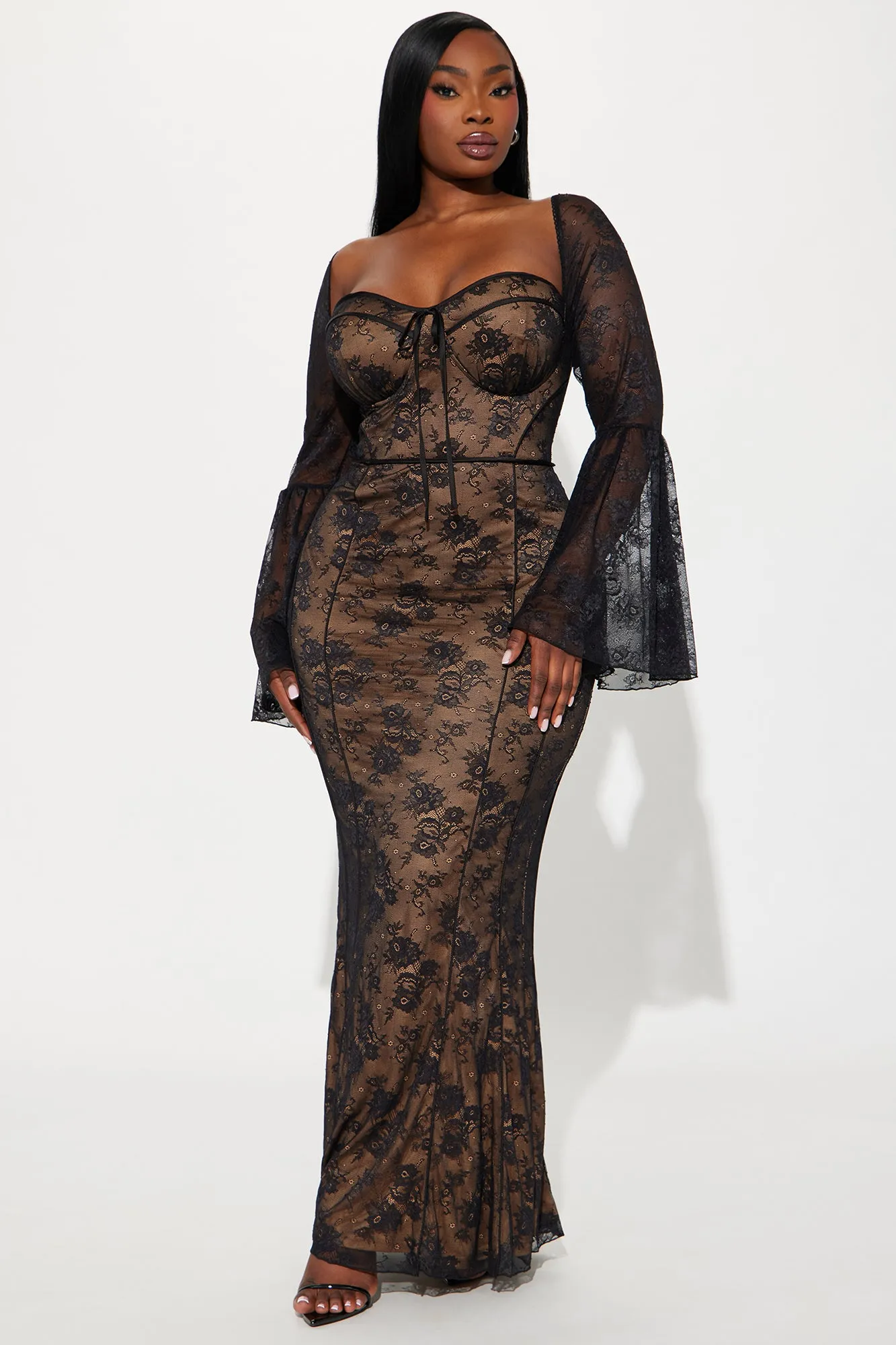 Fiona Lace Maxi Dress - Black | Parallel
