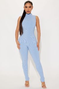 Amber Snatched Jumpsuit - Slate Blue sold by Fashion Nova