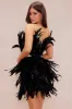Katia Feather Mini Dress - Black sold by Fashion Nova