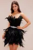 Katia Feather Mini Dress - Black sold by Fashion Nova