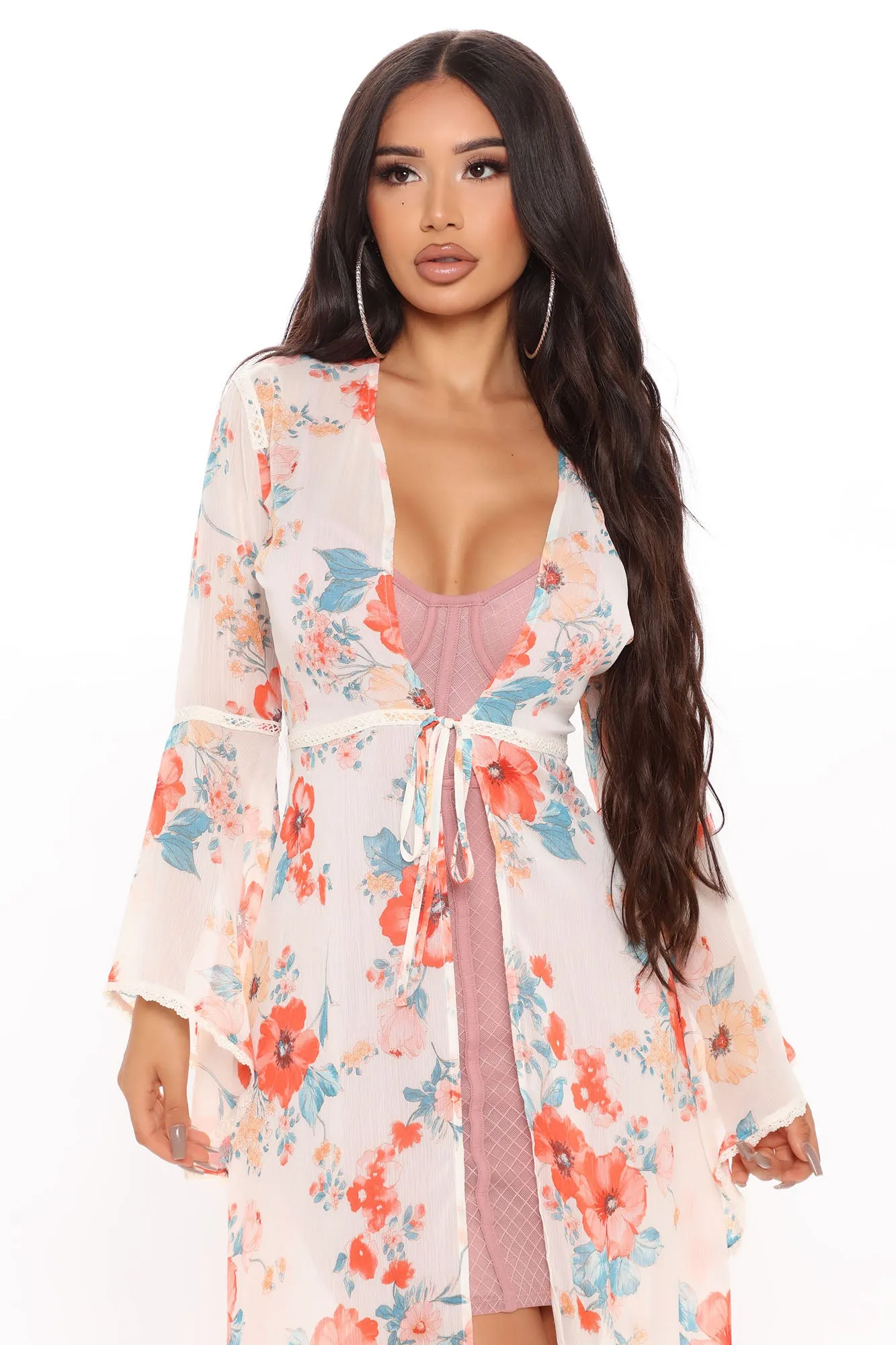Make Me Want To Love Floral Duster - Ivory/combo sold by Fashion Nova product image thumbnail 2