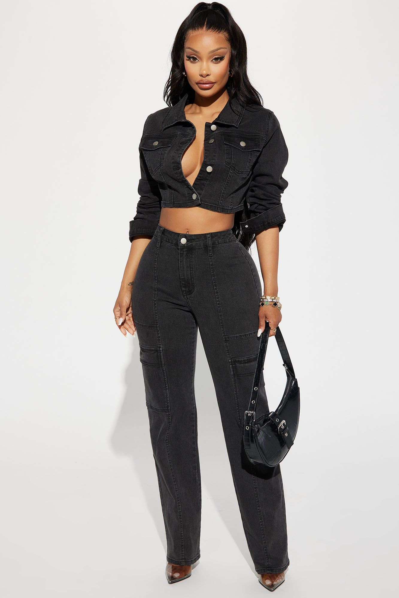 Non Disclosure Stretch Straight Leg Jeans - Black Wash sold by Fashion Nova