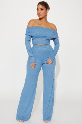 Always A Beauty Pant Set - Blue sold by Fashion Nova
