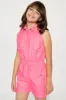 Mini Cargo Poplin Romper - Neon Pink sold by Fashion Nova