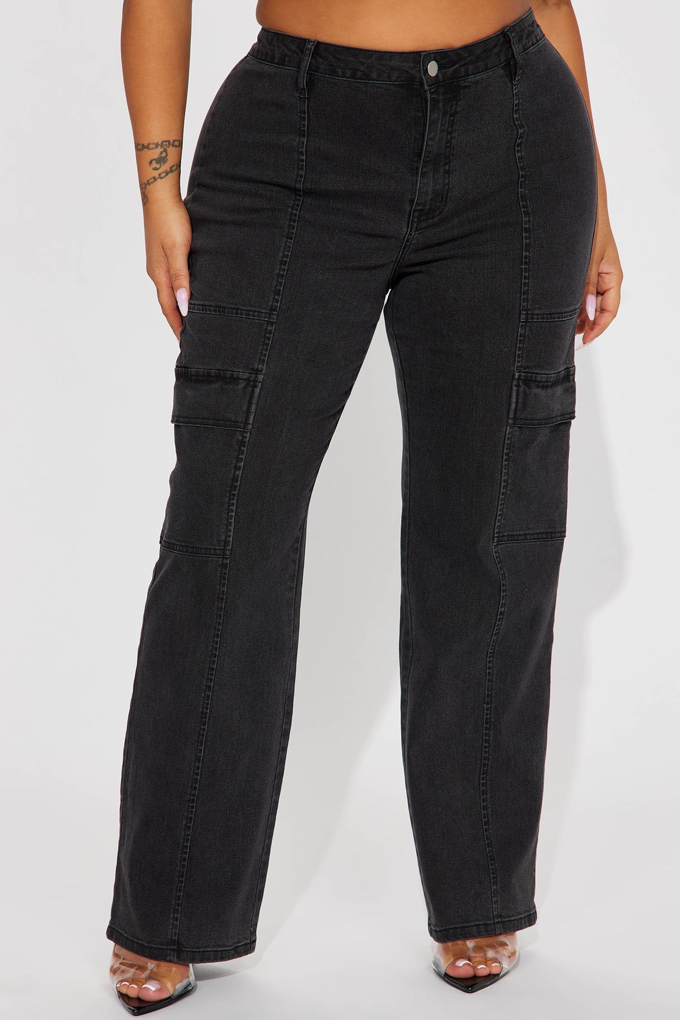Non Disclosure Stretch Straight Leg Jeans - Black Wash sold by Fashion Nova product image thumbnail 5