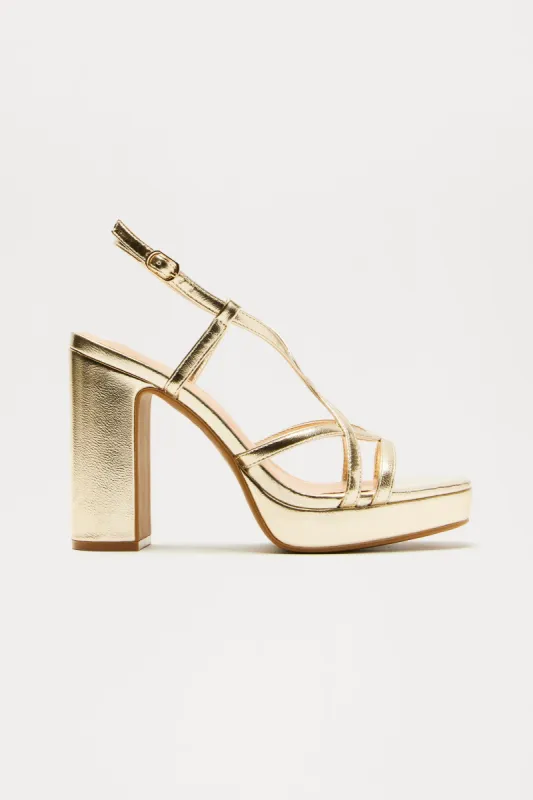 Preslie Heeled Sandals - Gold sold by Fashion Nova