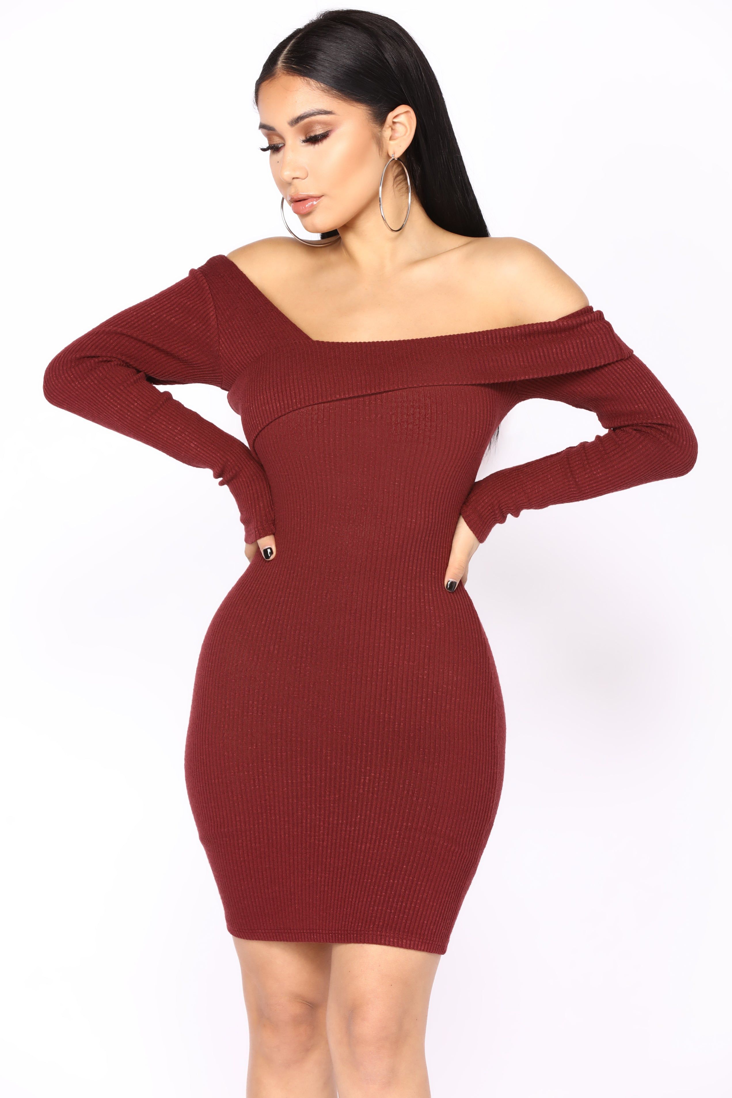 Canterbury Ribbed Dress - Burgundy sold by Fashion Nova product image thumbnail 2