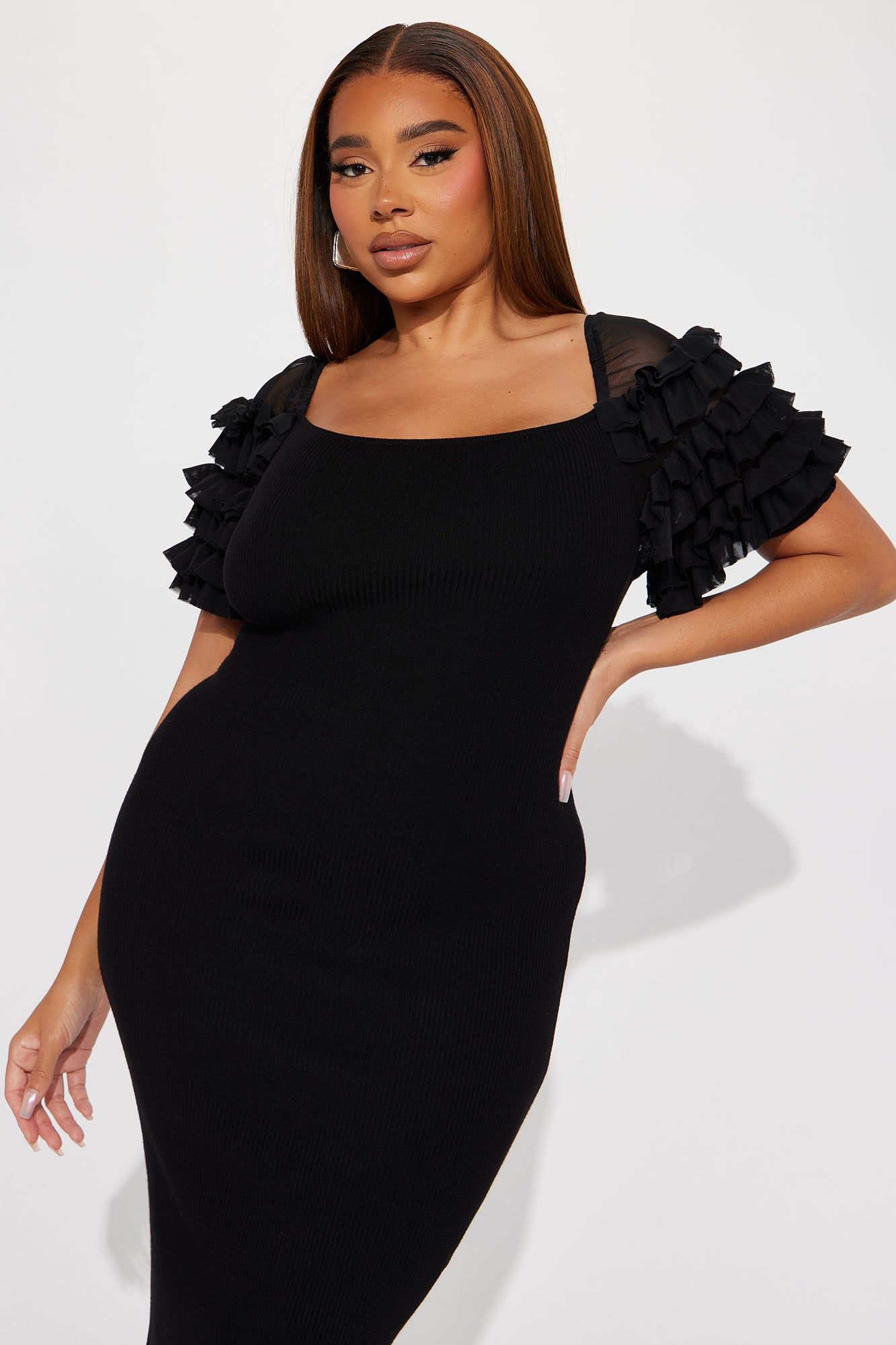 Reilly Ribbed Midi Dress - Black sold by Fashion Nova product image thumbnail 5