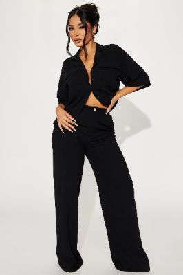 Roslyn Linen Pant Set - Black sold by Fashion Nova