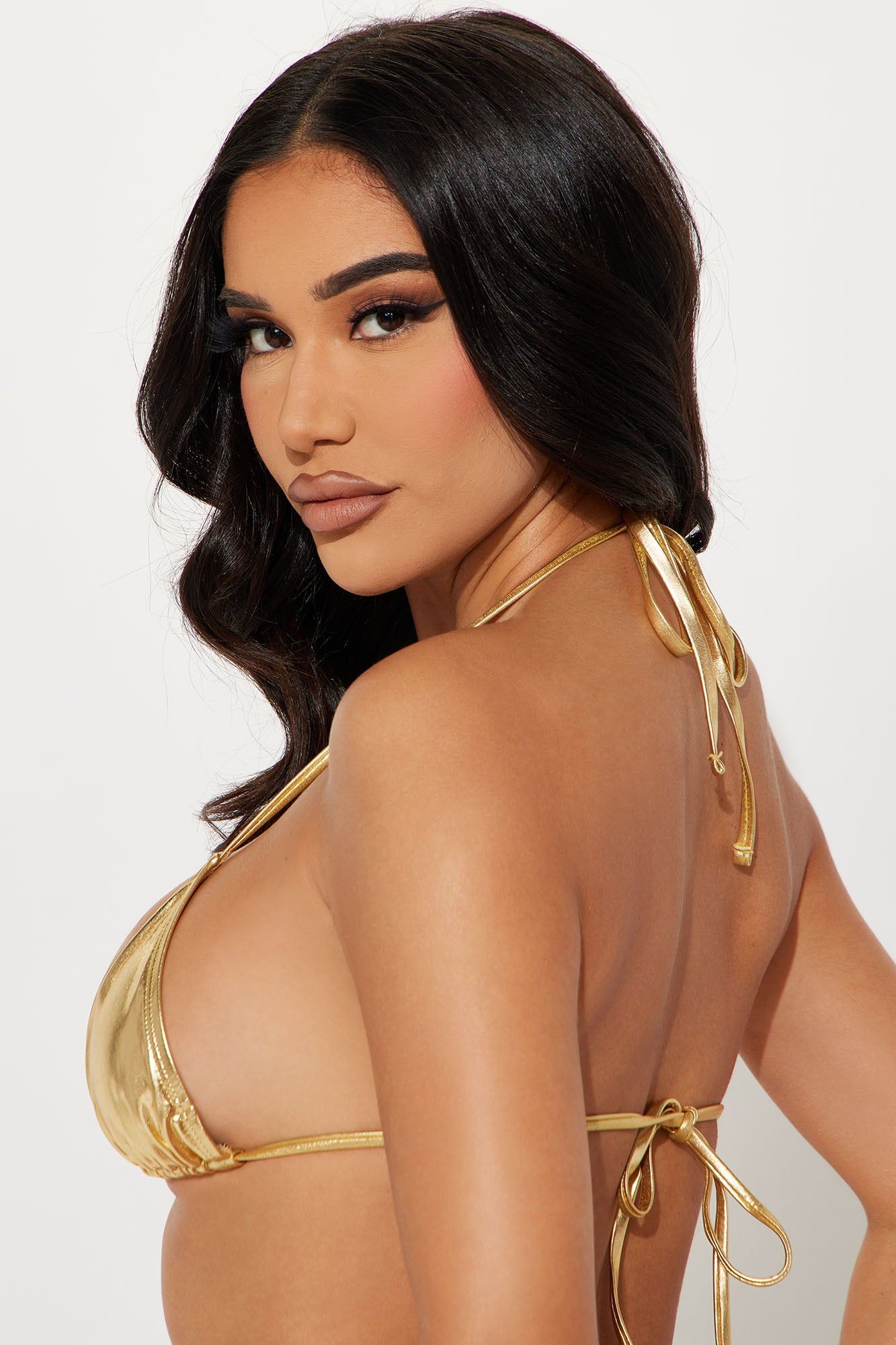 Maui Metallic Triangle Bikini Top - Gold sold by Fashion Nova product image thumbnail 3