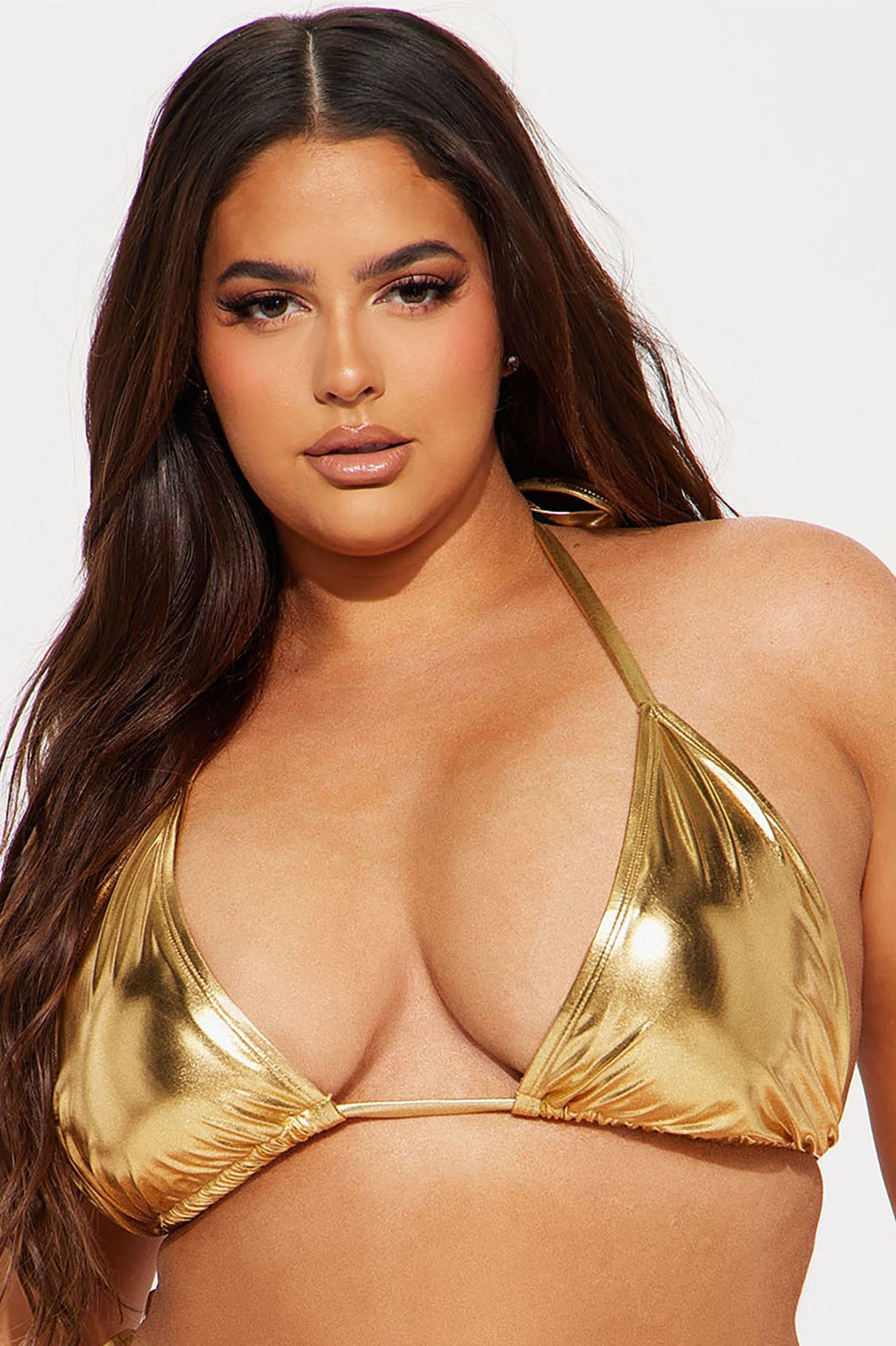 Maui Metallic Triangle Bikini Top - Gold sold by Fashion Nova product image thumbnail 4