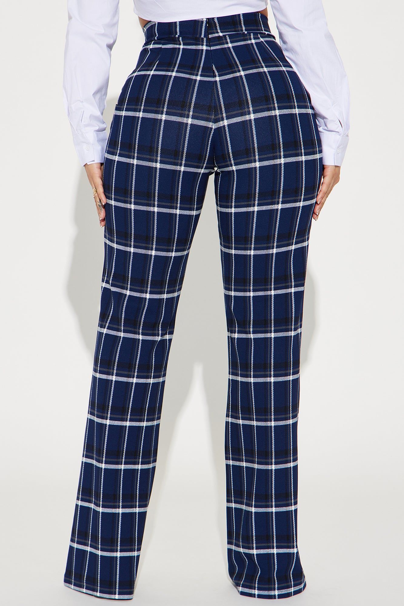Call It Even Wide Leg Plaid Dress Pant - Navy/combo sold by Fashion Nova product image thumbnail 3