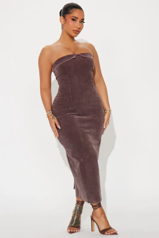 Always In Style Corduroy Midi Dress - Brown sold by Fashion Nova