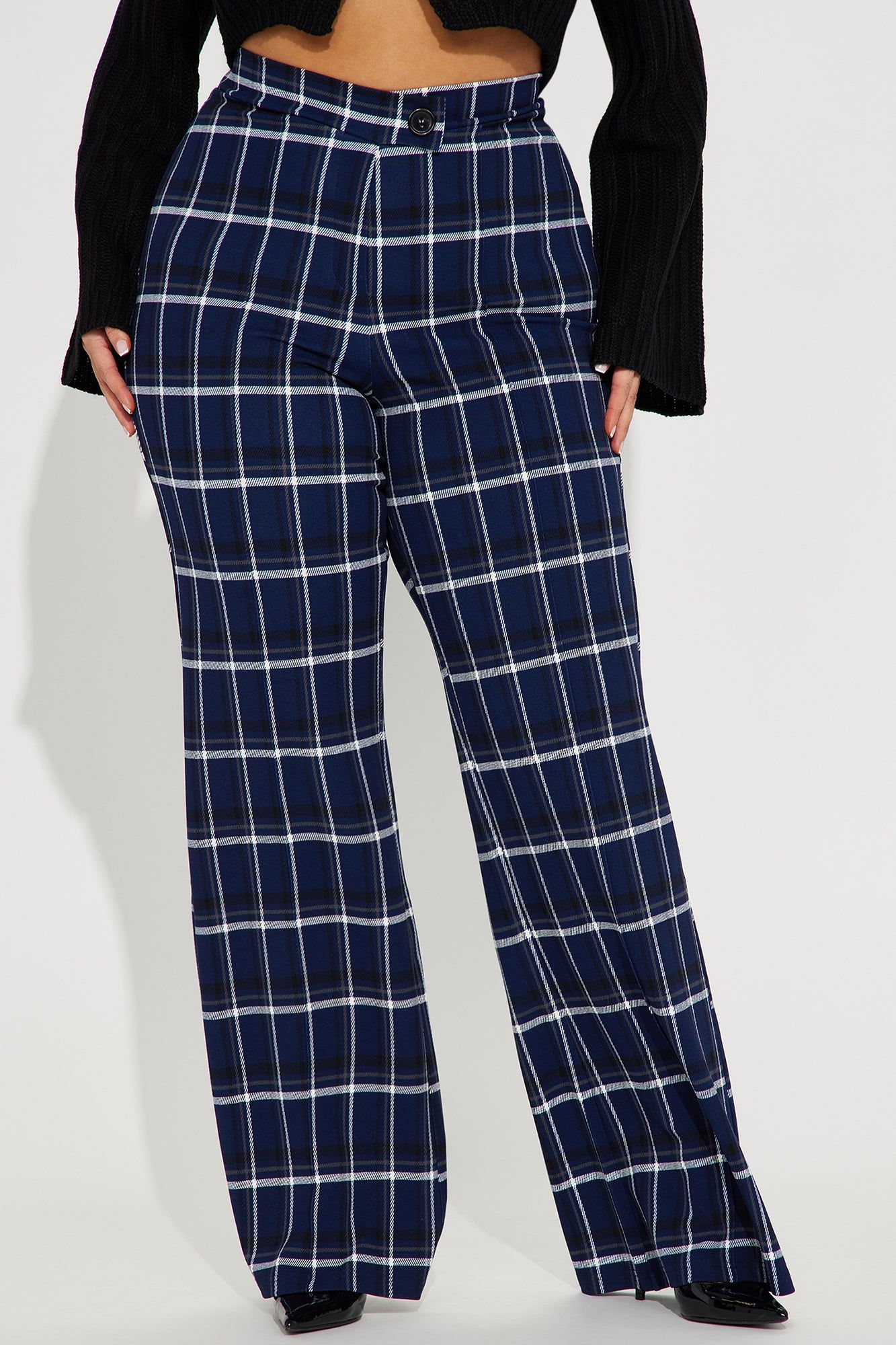 Call It Even Wide Leg Plaid Dress Pant - Navy/combo sold by Fashion Nova product image thumbnail 5