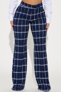 Call It Even Wide Leg Plaid Dress Pant - Navy/combo sold by Fashion Nova