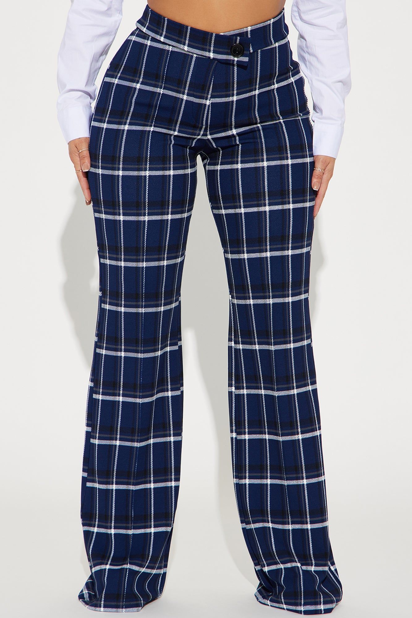 Call It Even Wide Leg Plaid Dress Pant - Navy/combo sold by Fashion Nova product image thumbnail 2