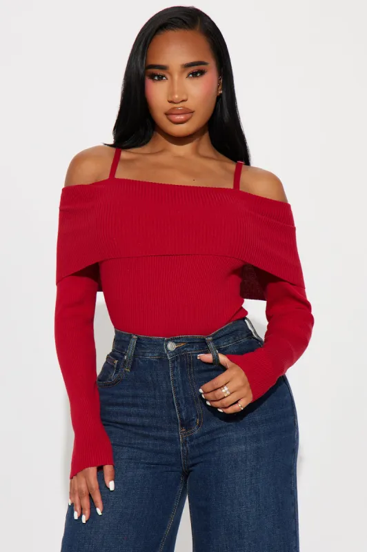 Morgan Off Shoulder Sweater - Red sold by Fashion Nova