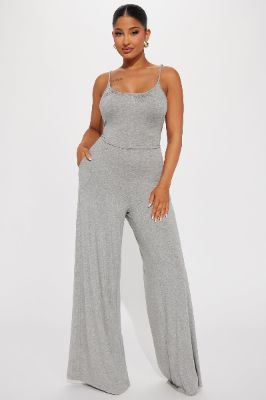 Dare To Dream Jumpsuit - Heather Grey sold by Fashion Nova