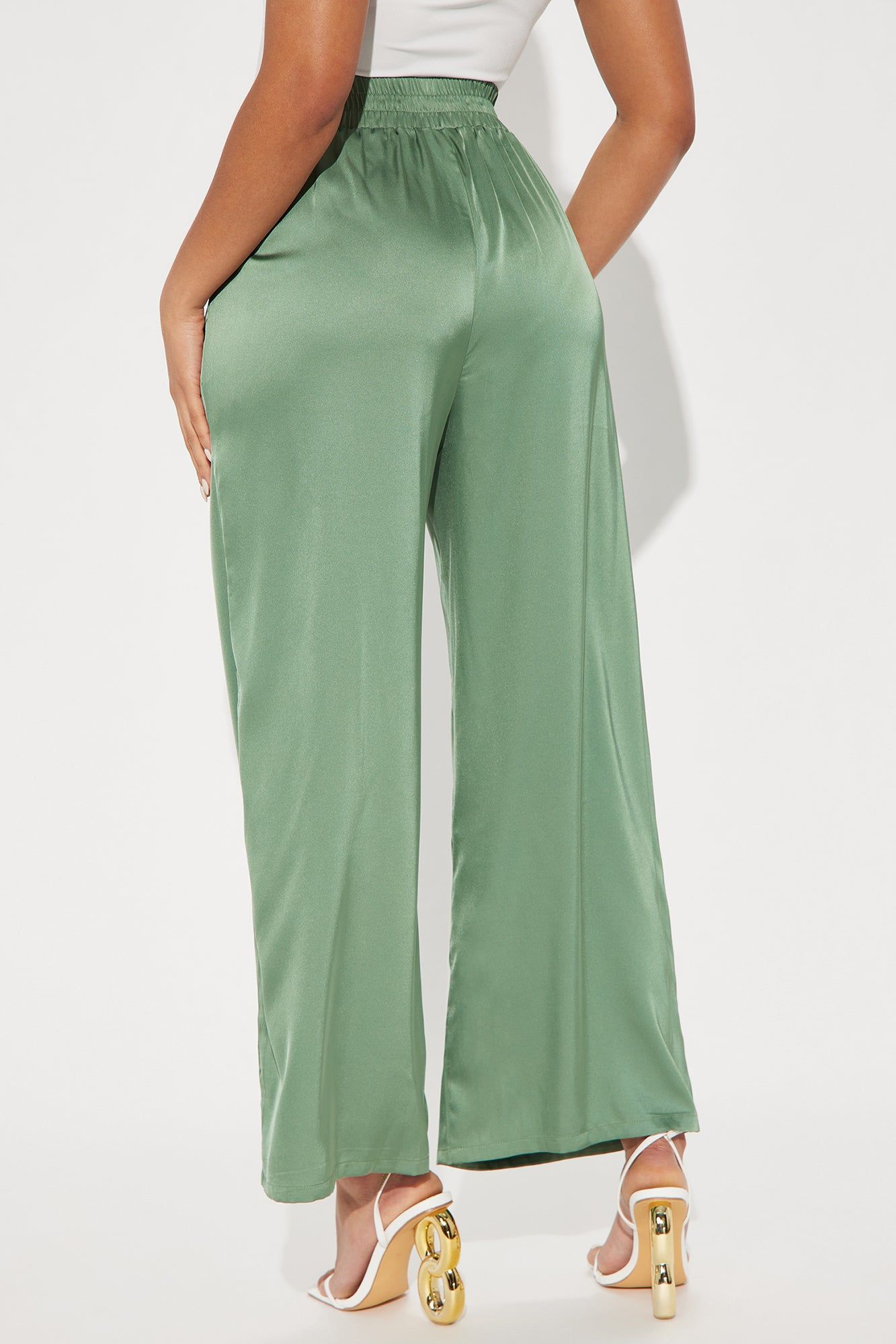 Stacy Satin Wide Leg Pant - Sage sold by Fashion Nova product image thumbnail 3