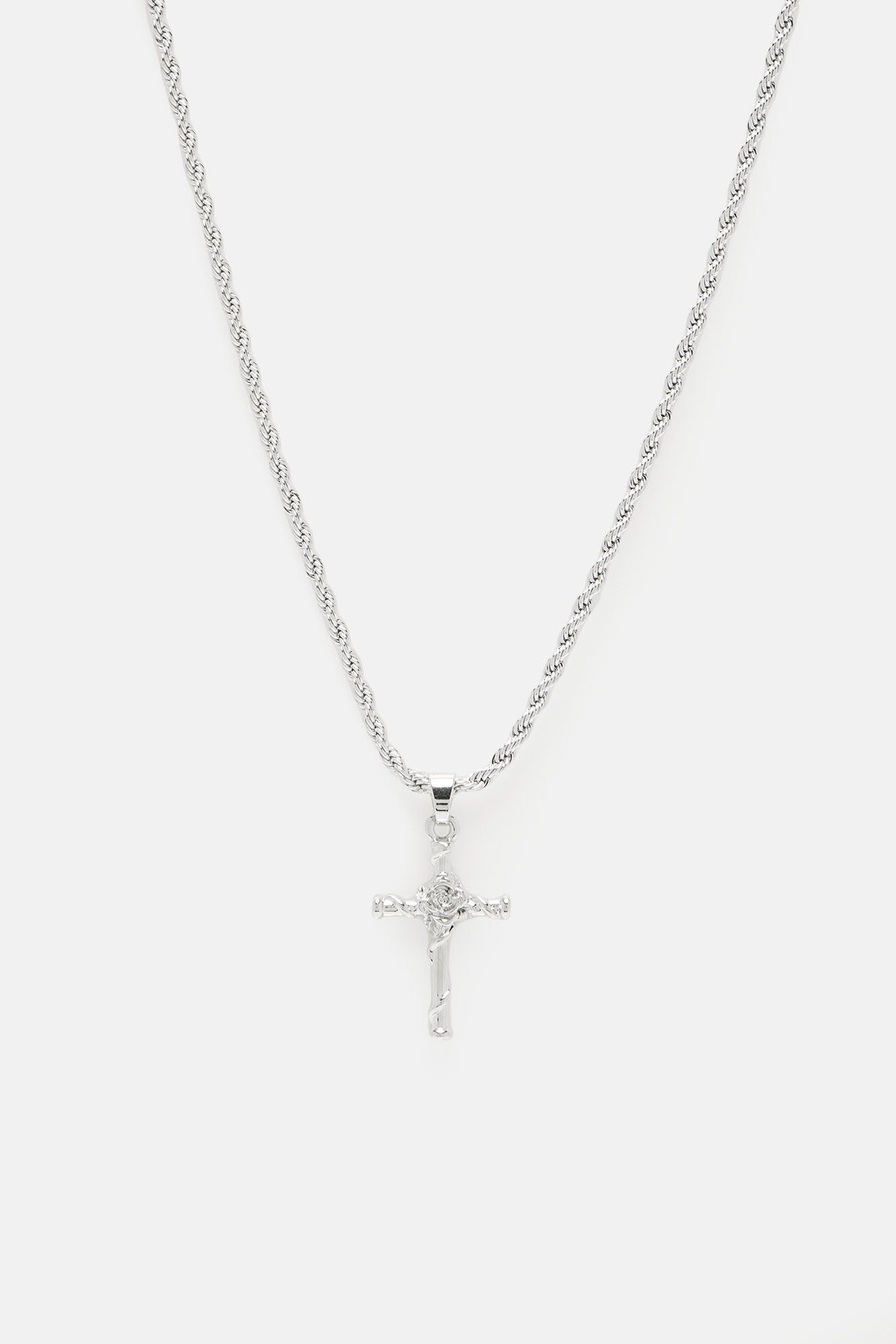 Rose Cross Pendant Chain Necklace - Silver sold by Fashion Nova product image thumbnail 3
