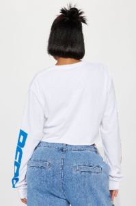 Pepsi Cola Long Sleeve Crop Top - White sold by Fashion Nova