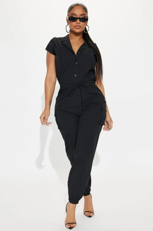 Playing Straight Up Jumpsuit - Black sold by Fashion Nova