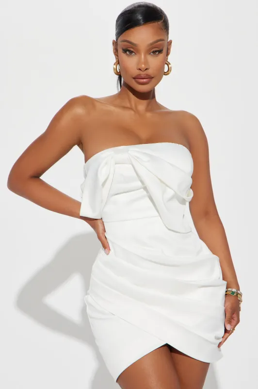 Having My Way Satin Mini Dress - White made by Fashion Nova