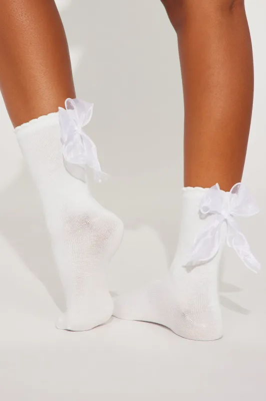 Bow Bye Socks - White sold by Fashion Nova