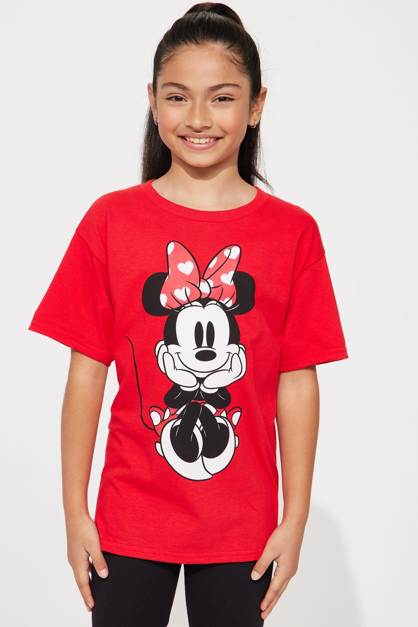 Mini Sitting Pretty Minnie Mouse Tshirt - Red sold by Fashion Nova