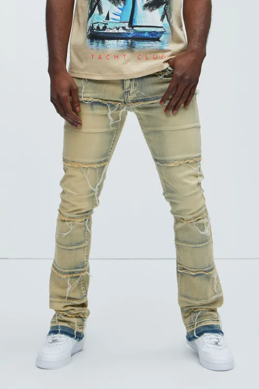 Go Out Frayed Stacked Skinny Flare Jeans - Vintage Wash sold by Fashion Nova