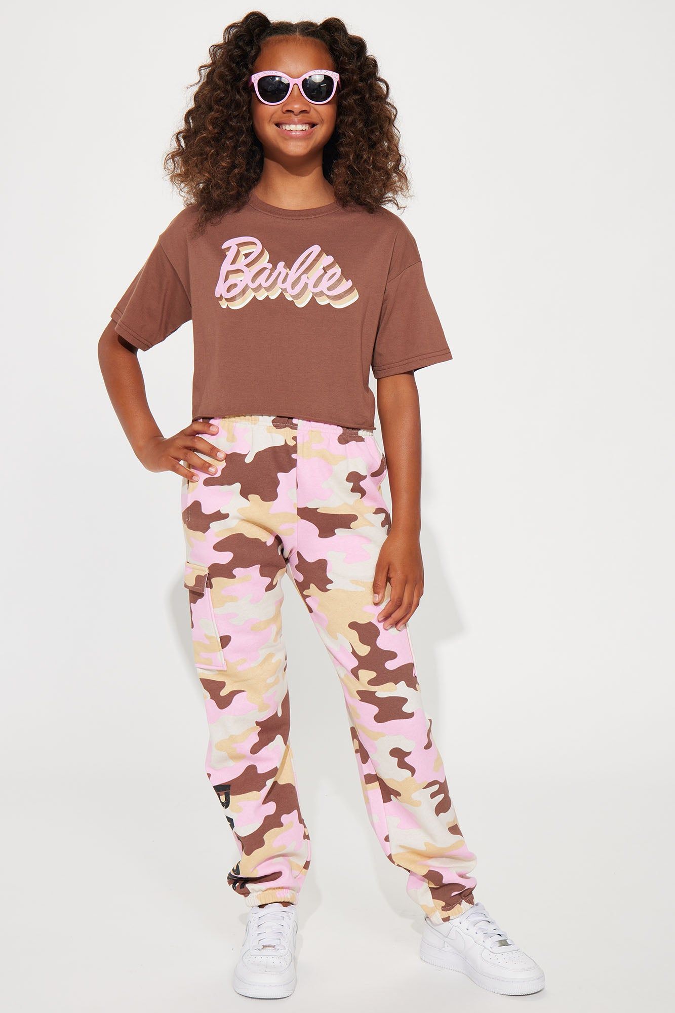 Mini Barbie Soldier Jogger Set - Brown sold by Fashion Nova