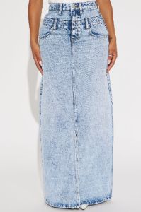 Miss Thing Denim Maxi Skirt - Light Wash sold by Fashion Nova
