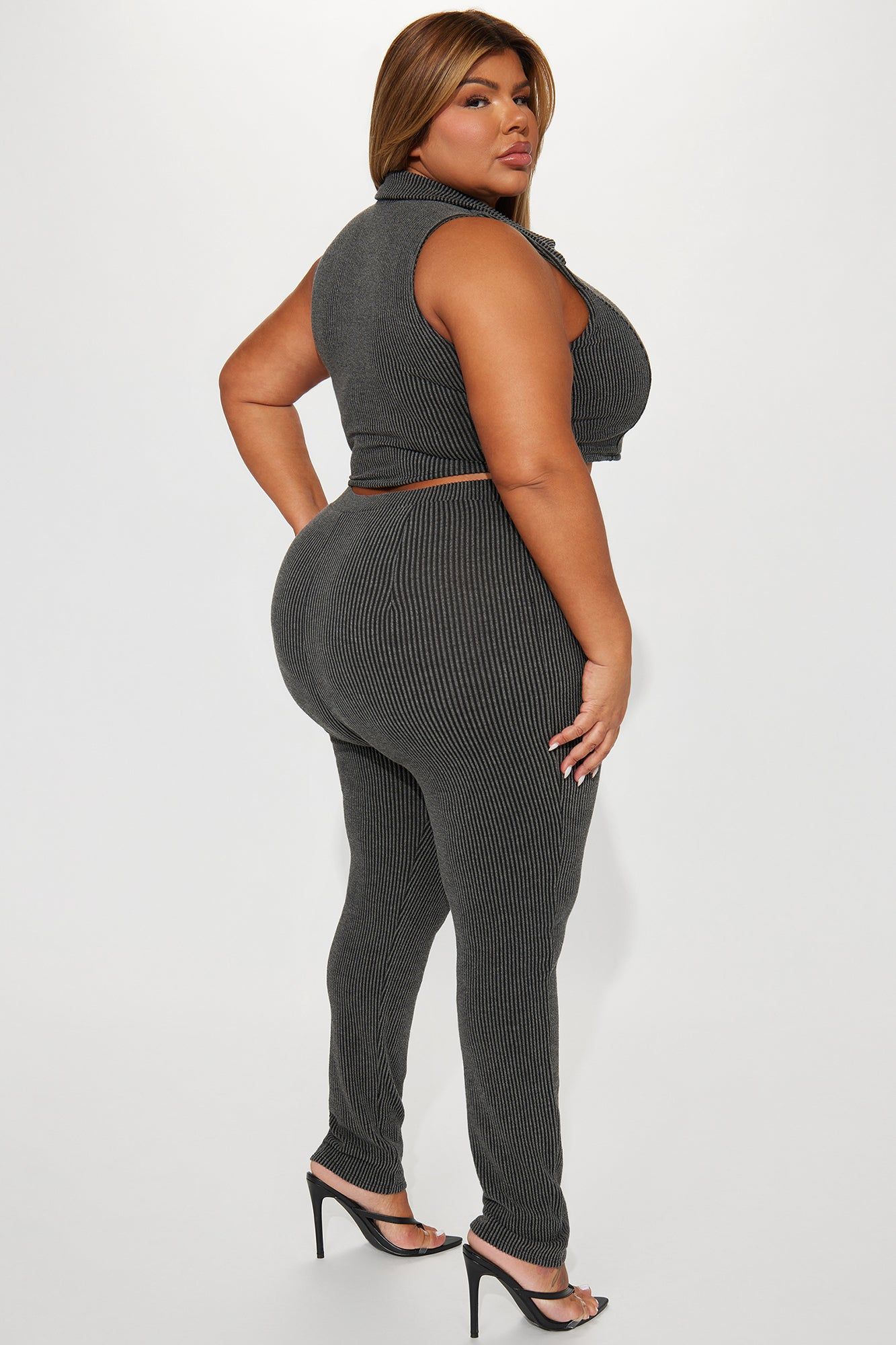 Crazy Lovin Ribbed Legging Set - Charcoal sold by Fashion Nova product image thumbnail 3
