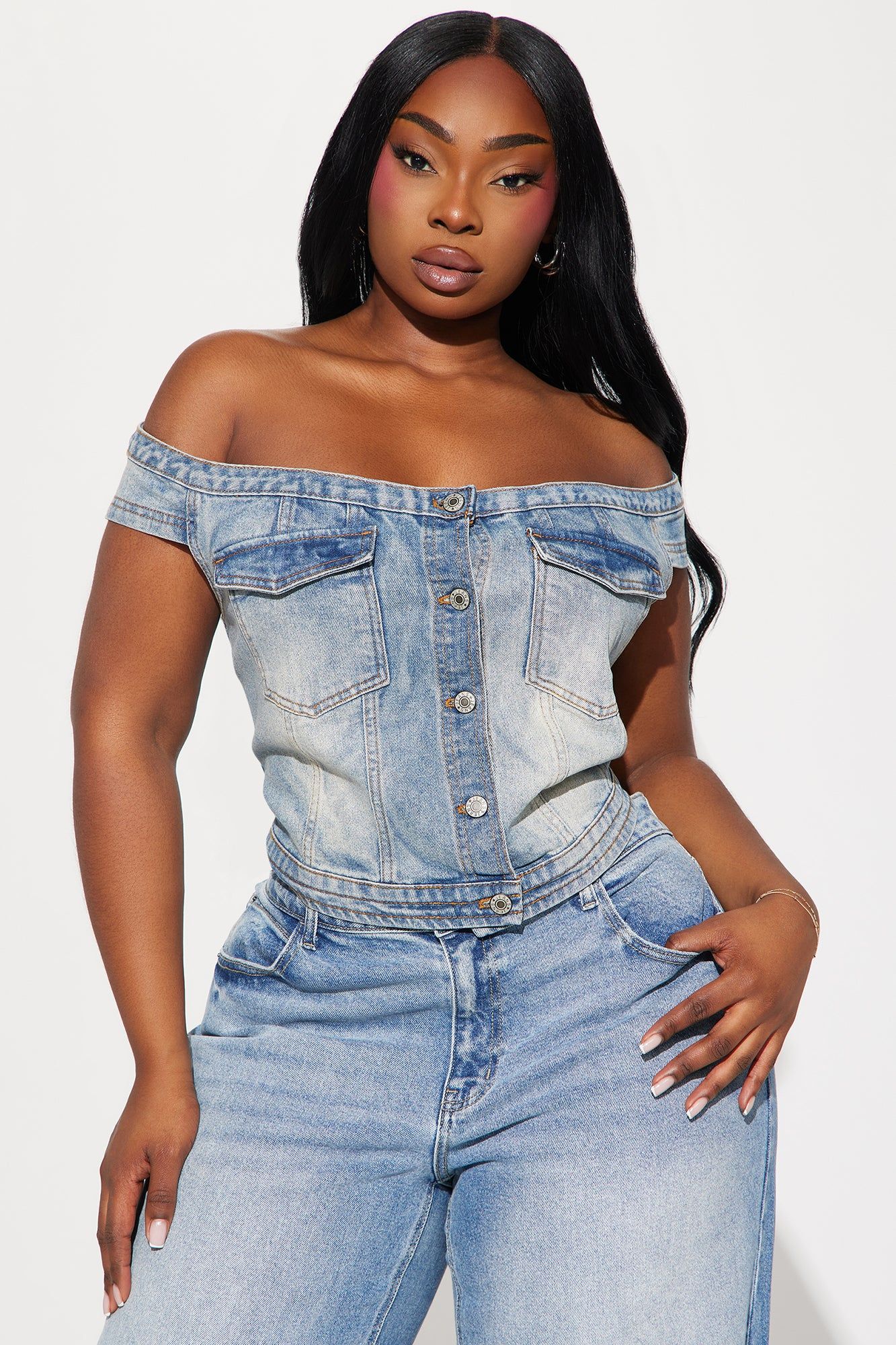 For Keeps Denim Corset Top - Light Wash sold by Fashion Nova product image thumbnail 4