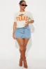 All My Exes Live In Texas Distressed Tee - Off White/combo sold by Fashion Nova