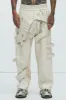 Split Vision Belted Pants - Cream sold by Fashion Nova
