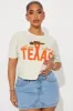 All My Exes Live In Texas Distressed Tee - Off White/combo sold by Fashion Nova