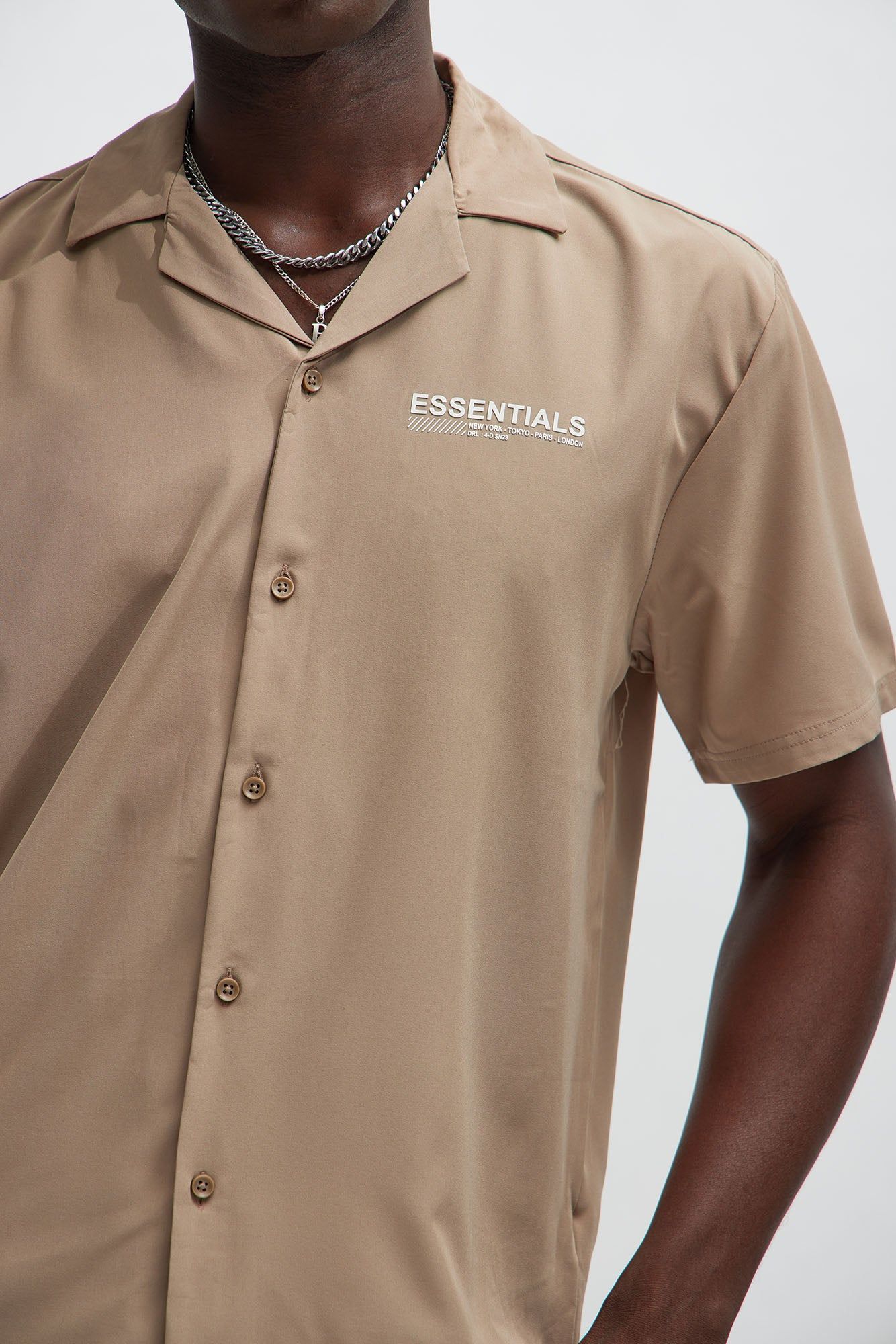 Worldwide Button Up Shirt - Taupe sold by Fashion Nova product image thumbnail 3