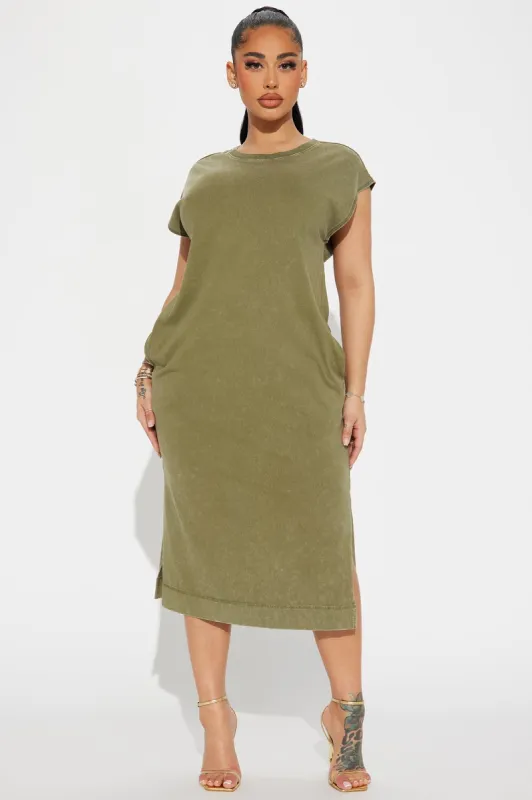 Raya Knit Midi Dress - Olive sold by Fashion Nova