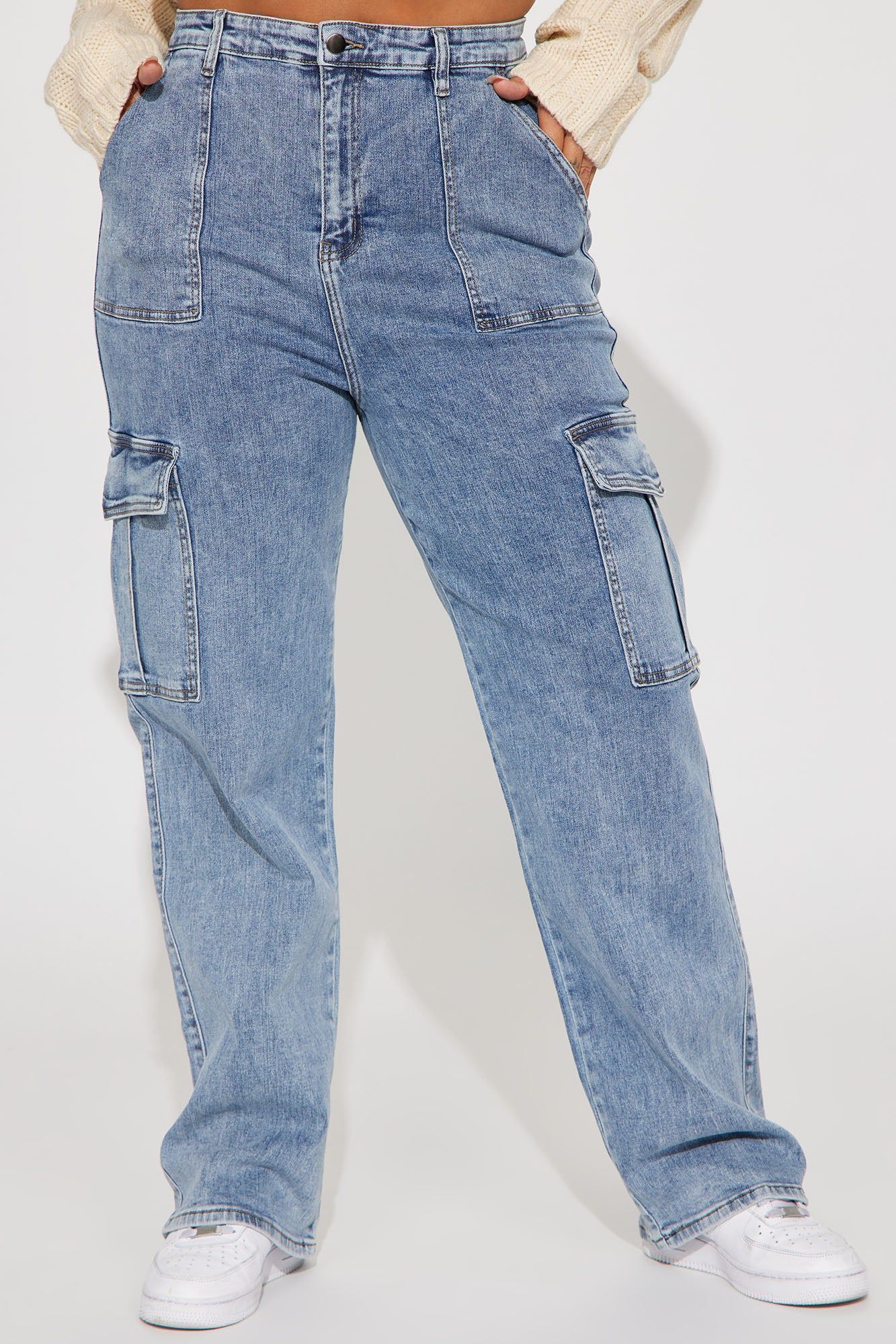 Crowd Pleaser Stretch Cargo Jeans - Medium Wash sold by Fashion Nova product image thumbnail 6