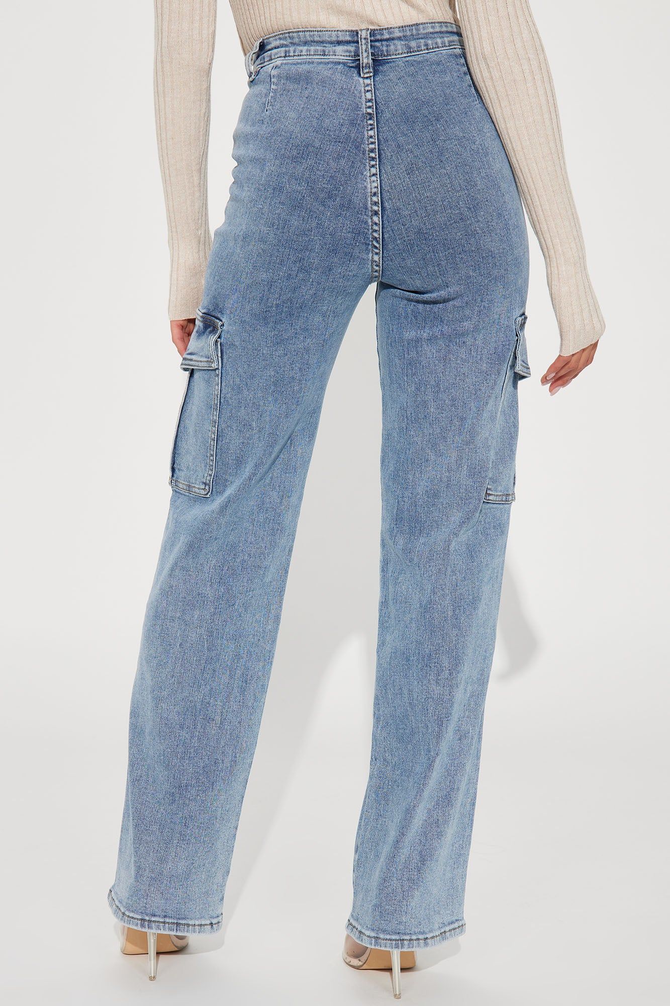 Crowd Pleaser Stretch Cargo Jeans - Medium Wash sold by Fashion Nova product image thumbnail 4